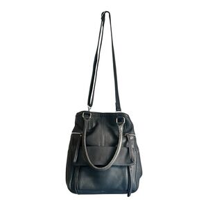 THE DAY & MOOD HANNAH BAG leather Anthropologie dual Handle removable strap Grey